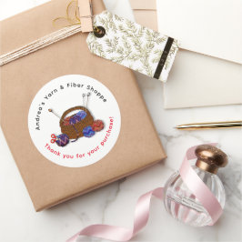 Knitting Basket Yarn Shop Tack Customer Runt Klistermärke