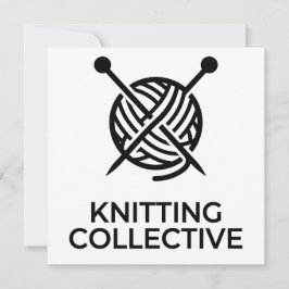Knitting Collective Noir Logo Minimaliste Tricot Inbjudningar