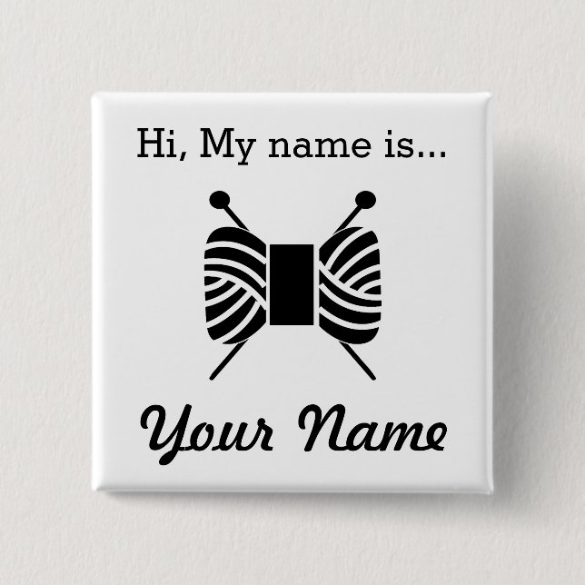 Knitting Craft Party Namn bricka Knapp (Framsida)