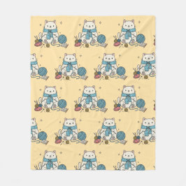 Knitting Crochet Cat Paws Pastel Pattern Cozy Fleecefilt