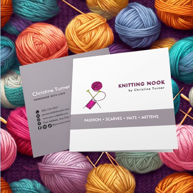 Knitting Crochet-garnmall för visitkort (Skapare uppladdad)