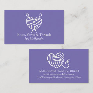 Knitting Crochet-trådens minsta LILA Visitkort