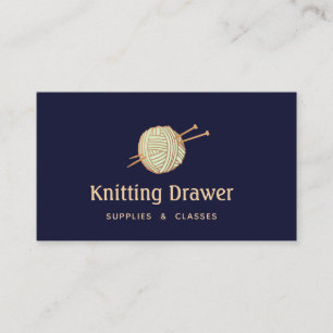 Knitting Crochet Yarn Boll Logotyp Visitkort