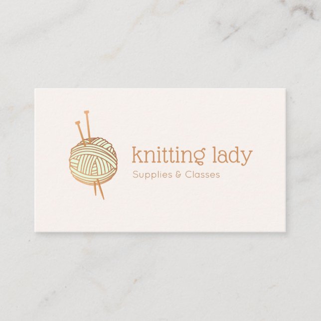 Knitting Crochet Yarn Boll Logotyp Visitkort (Framsida)
