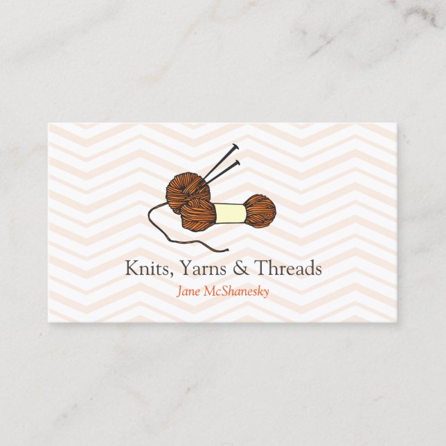 Knitting Crochet Yarn Craft Business Visitkort (Framsida)
