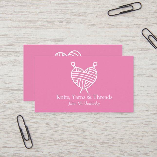 Knitting Crochet Yarn Craft Hand Spool Visitkort (Fram/Back In Situ)