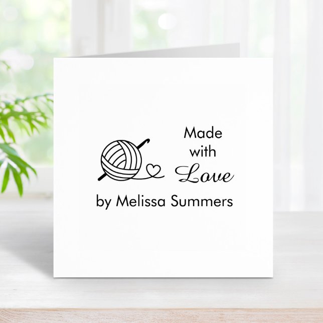 Knitting Crochetetinggarn tillverkat med Kärlek 2 Stämpel (Skapare uppladdad)