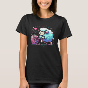 Knitting Crocheting Sheep Knitter Yarn Nål Memine T Shirt