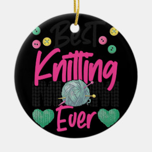 Knitting Crocheting Sticka Happens Knitter Julgransprydnad Keramik