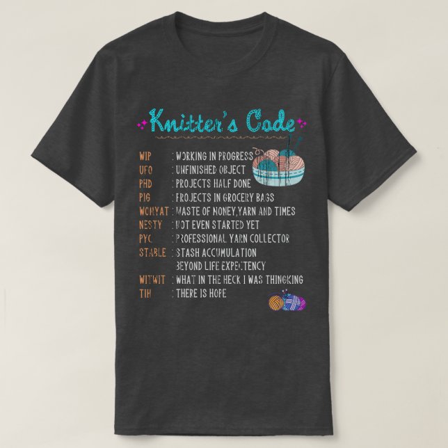 Knitting Crochetting Yarn Sticka Kntiter Crochet T Shirt (Design framsida)