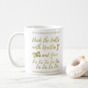 Knitting ・ Deka Halls-garnet och Crafts Faux Guld Kaffemugg