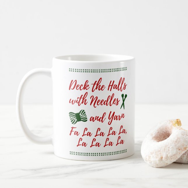 Knitting ・ Deka Helgdag Halls Garn & Crafts Kaffemugg (Med munk)