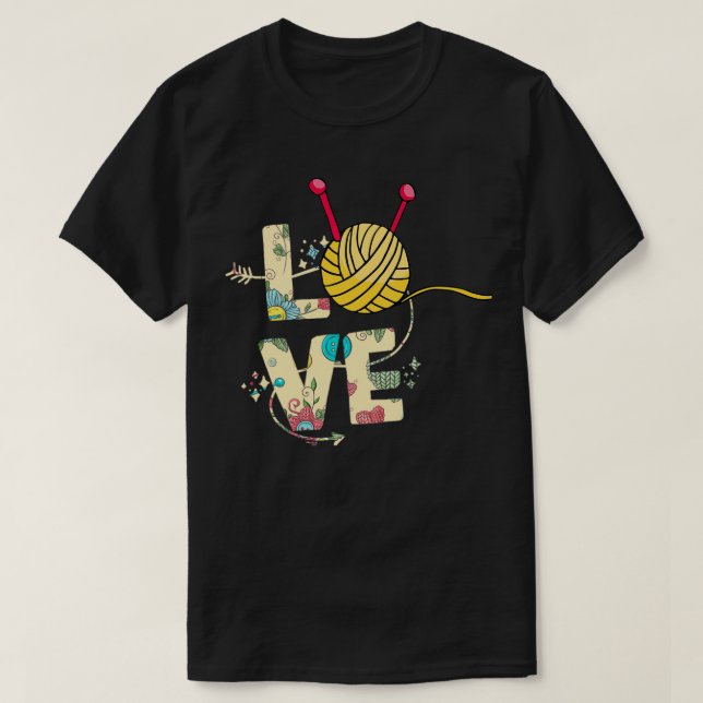 Knitting Design Knitter Crochet Kärlek Sticka och  T Shirt (Design framsida)