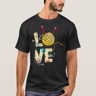 Knitting Design Knitter Crochet Kärlek Sticka och T Shirt