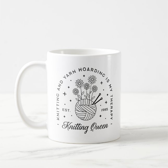Knitting Drottning, lustiggargarn Kaffemugg (Vänster)