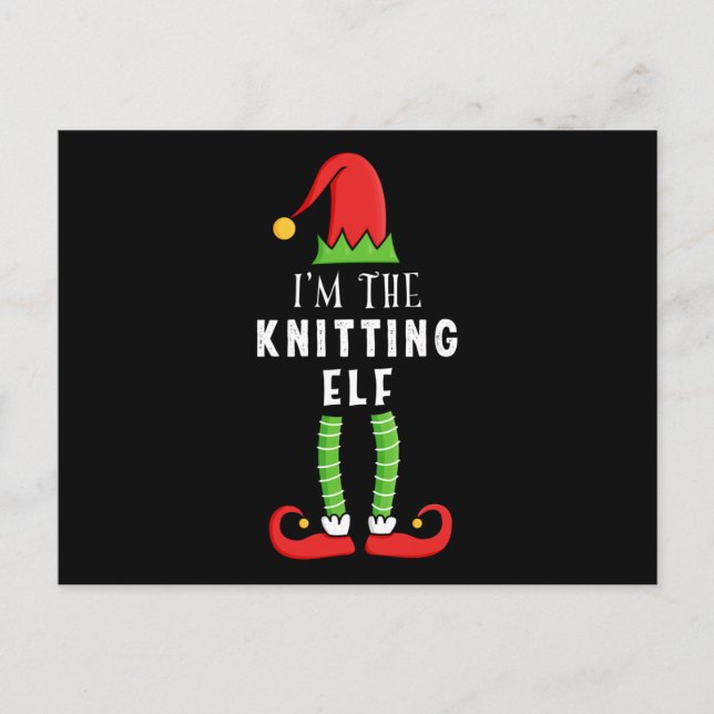 Knitting Elf-julmatchande familjegåva Vykort (Framsida)