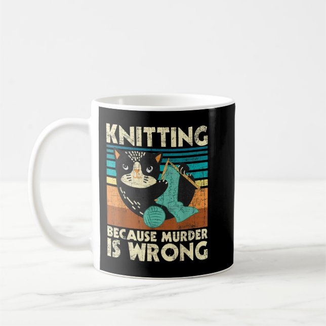 Knitting för att mordet är fel - Knitter Crochet Kaffemugg (Vänster)
