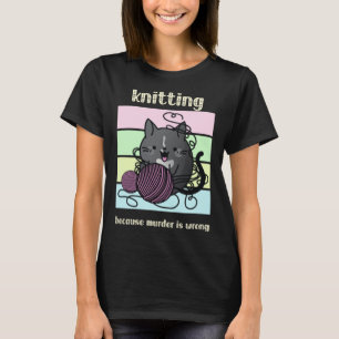 Knitting för att mordet är fel, svart Tuxedo-katt T Shirt