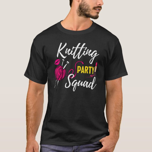 Knitting For Women Party Squad Hand Knitting Croch T Shirt (Framsida)