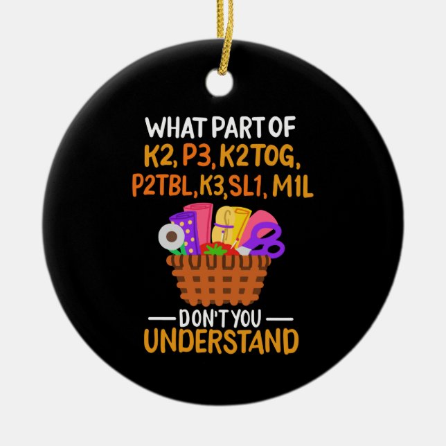 Knitting Funny Knitting-citattecken Julgransprydnad Keramik (Framsidan)