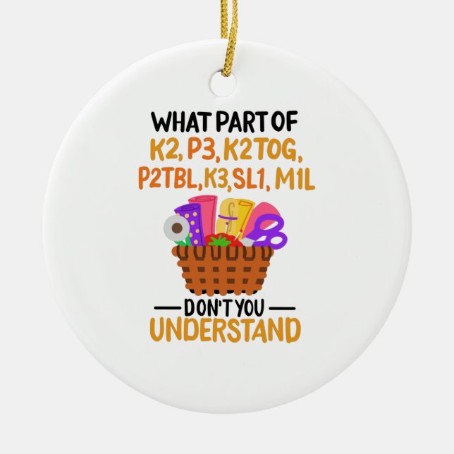 Knitting Funny Knitting-citattecken Julgransprydnad Keramik (Framsidan)