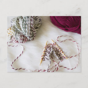 Knitting & Garn på Vita Päls-båtar Vykort