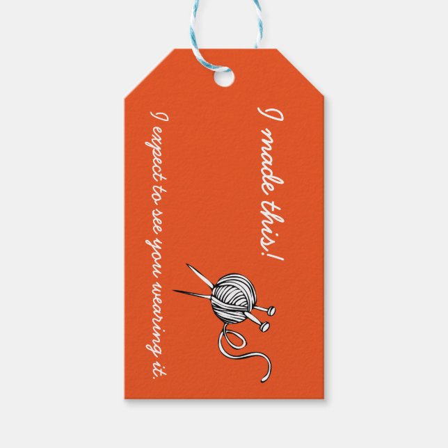 Knitting Gift Märkres with Care Instructions Presentetikett (Framsidan)