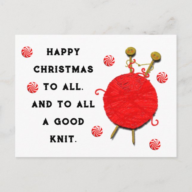 Knitting God Jul Helgdag Vykort (Framsida)