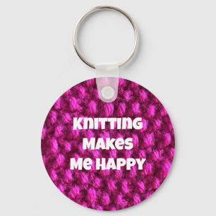 Knitting gör mig Lycklig Rosa Yarn Nyckelring