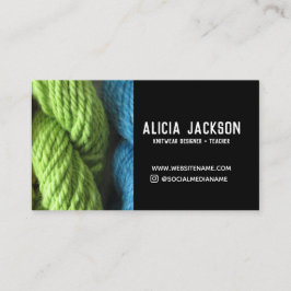 Knitting Grönt Blue Black Yarn Personlig Visitkort