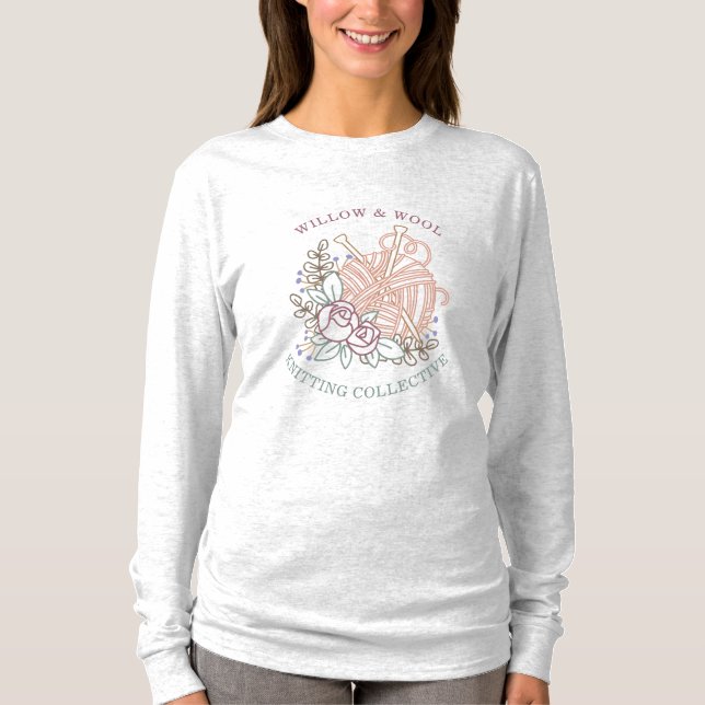 Knitting Group Blommigt Yarn T-Shirt (Framsida)