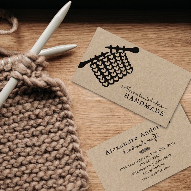 Knitting Handmade Nål och Mesh Kraft Visitkort (Knitting Handmade Needles and Mesh Kraft Business Card)