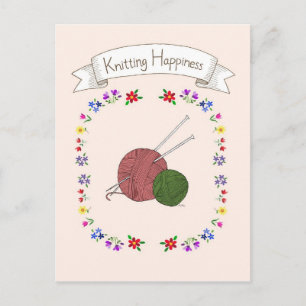 Knitting Happity Postcard för Knitting Älskare Vykort