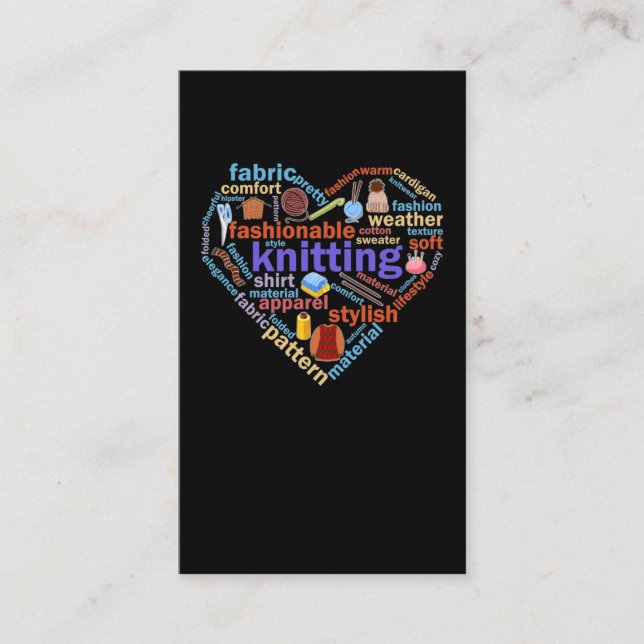 Knitting Heart Yarn Älskare Visitkort (Framsida)