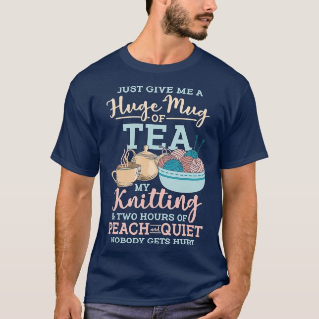 Knitting Hugger Tea Ord för Knitter Kramare T Shirt (Framsida)