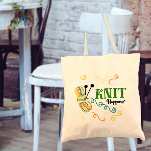 Knitting Humor Sticka Happens Sstickande och Quirk Tygkasse