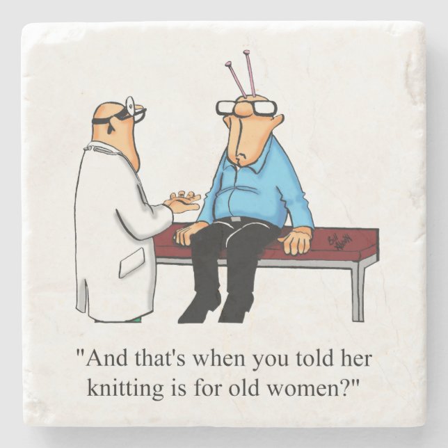 Knitting Humor Stone Underlägg Gift (Framsidan)