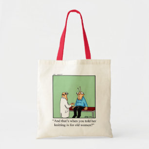 Knitting Humor Tote Bag Gift Tygkasse