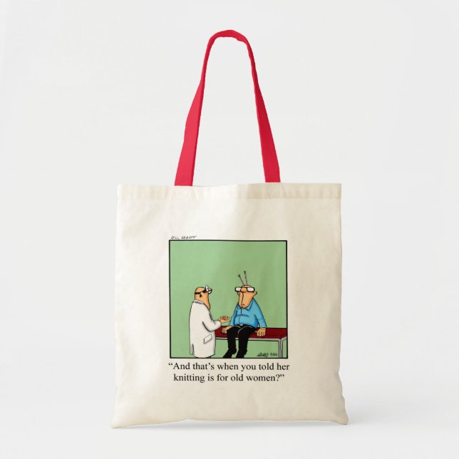 Knitting Humor Tote Bag Gift Tygkasse (Framsidan)