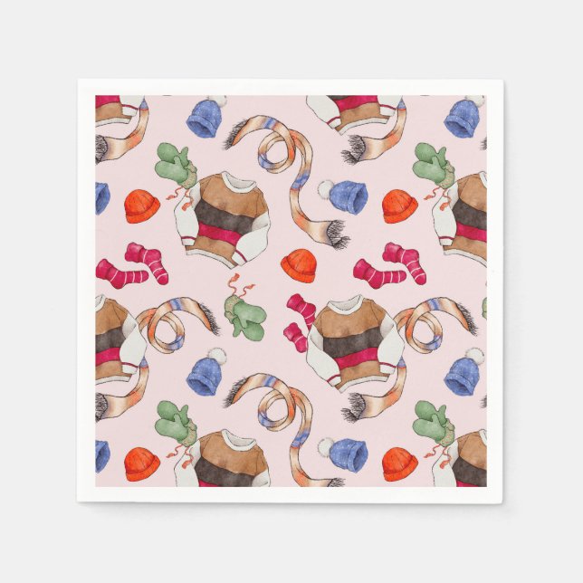 Knitting Joy (Platinum Rosa) - Napkins Pappersservett (Framsidan)