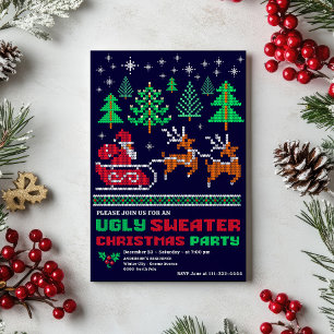 Knitting Julafton Mönster Ugly Sweater jul Party Inbjudningar