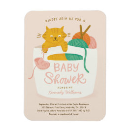 Knitting Kitten Baby Shower Magnet