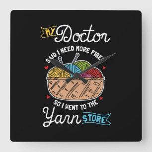 Knitting Knitter Fyrkantig Klocka