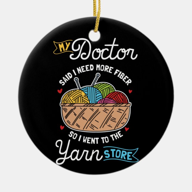 Knitting Knitter Julgransprydnad Keramik (Framsidan)