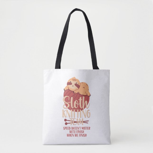 Knitting Knitter Sloth Sloth Sloth Tygkasse (Framsida)