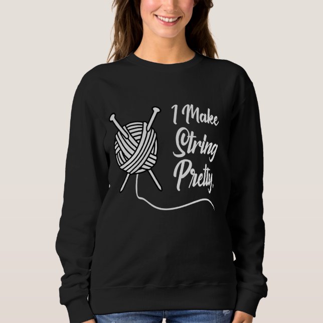 Knitting Knitting Nål Sticka Wool Söt String T Shirt (Framsida)