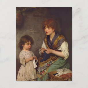 Knitting Lesson av Eugene de Blaas Vykort