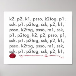 Knitting Lingo Red Yarn Crafts Poster