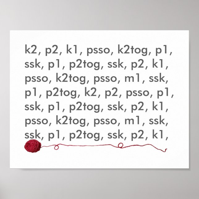 Knitting Lingo Red Yarn Crafts Poster (Framsidan)