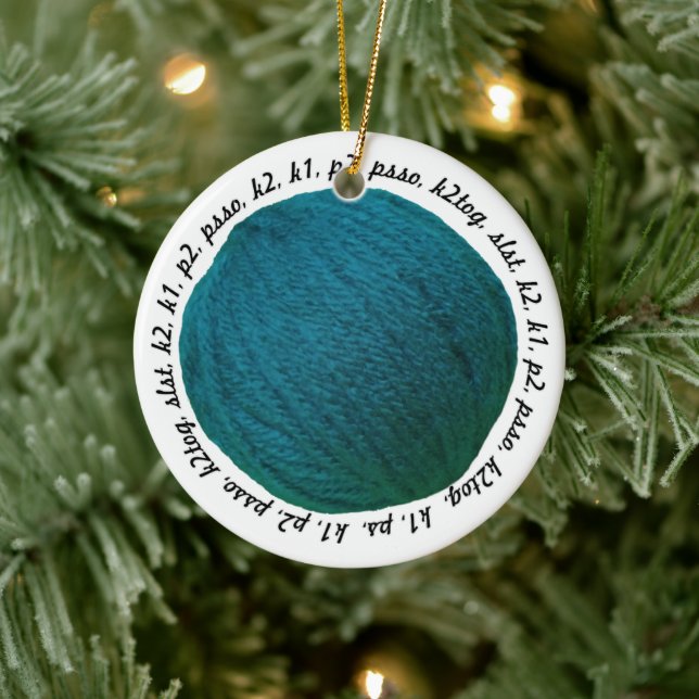Knitting Lingo ・ Teal Yarn Boll Crafts Julgransprydnad Keramik (Träd)